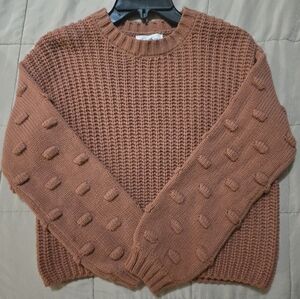 Jessica Simpson Textured Knit Sweater in Rich Brown
